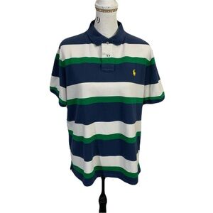 Ralph Lauren Navy, White & Green Striped Polo Shirt